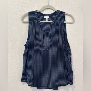 Joie Silk Shell Tank Navy White Rope Nautical size Large